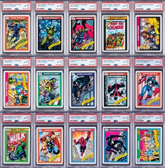 1990 Impel "Marvel Universe" Lot of Fifteen (15) Cards w/ Cosmic Spiderman!  PSA GEM MT 10